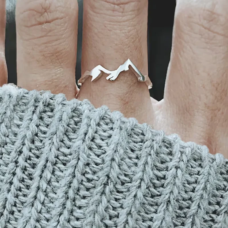 Silver Plated Mountain Ring Fashion Minimalist Mountain Shape Ring Nature Jewelry for Mountaineering Hiking Enthusiasts