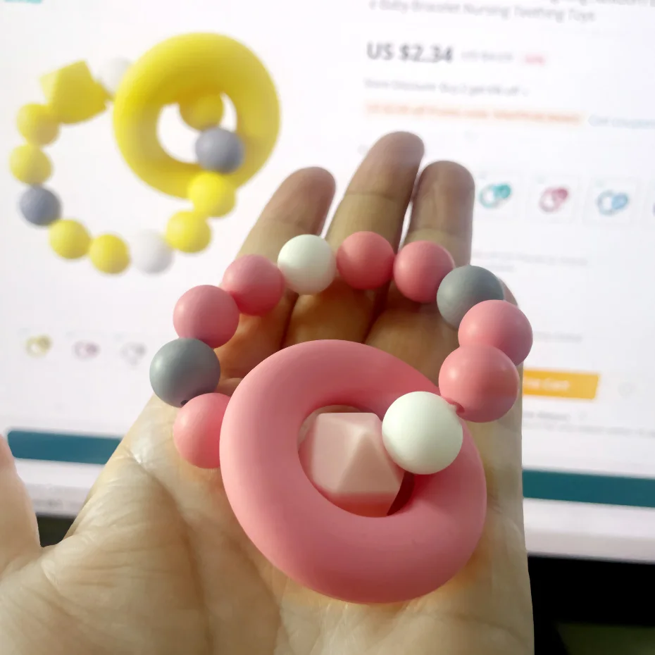 Silicone teether donut DIY round bracelet pendant baby teether chewing bracelet teether