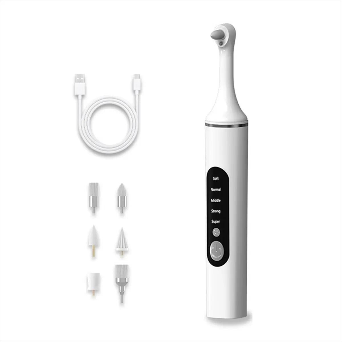 [Vend for]Tooth Polisher, Rechargeable Teeth Polisher with 6 Brush Heads, Tooth Whitening Kit for Cleaning and Polishing White
