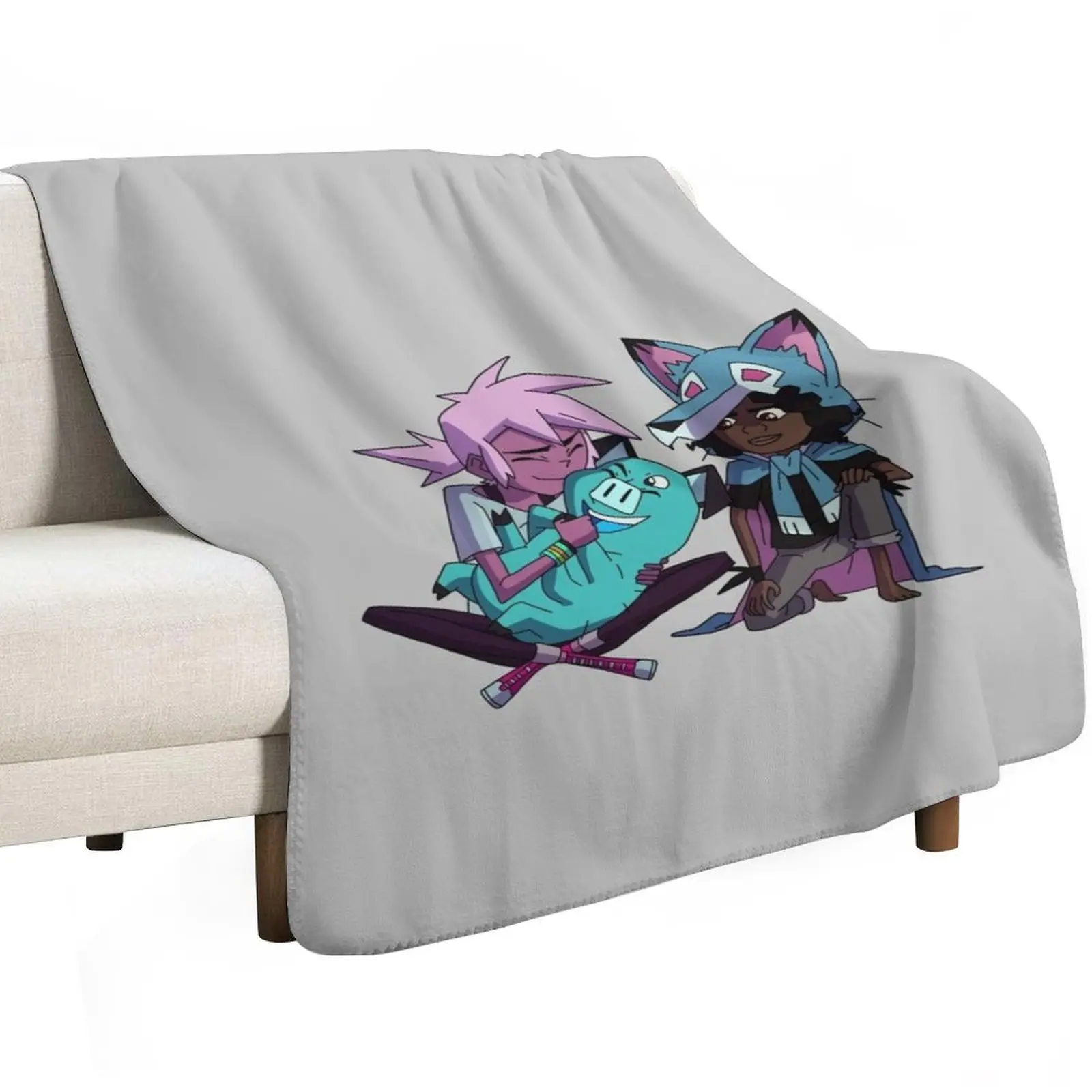 Kipo, Wolf & Mandu - Kipo And The Age Of Wonderbeasts Throw Blanket Kid'S Sofa for winter Blankets Sofas Of Decoration Blankets