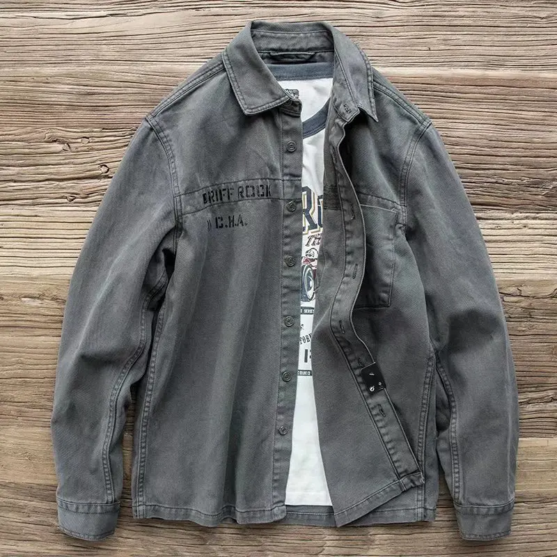 

American Sle Casual Long Sve Cotton irt Men Spring Autumn Summer Wear Resistant Dirt Proof Jaet Youth ular Standa...