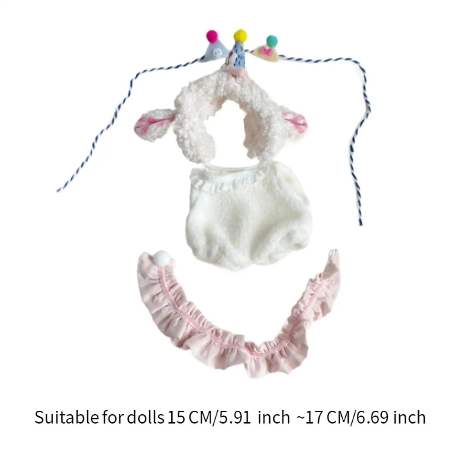 Body de figura de pelúcia com chapéu de aniversário, ternos de boneca, adereços fotográficos diy, vestir educacional, faça suas próprias bonecas para boneca pendente