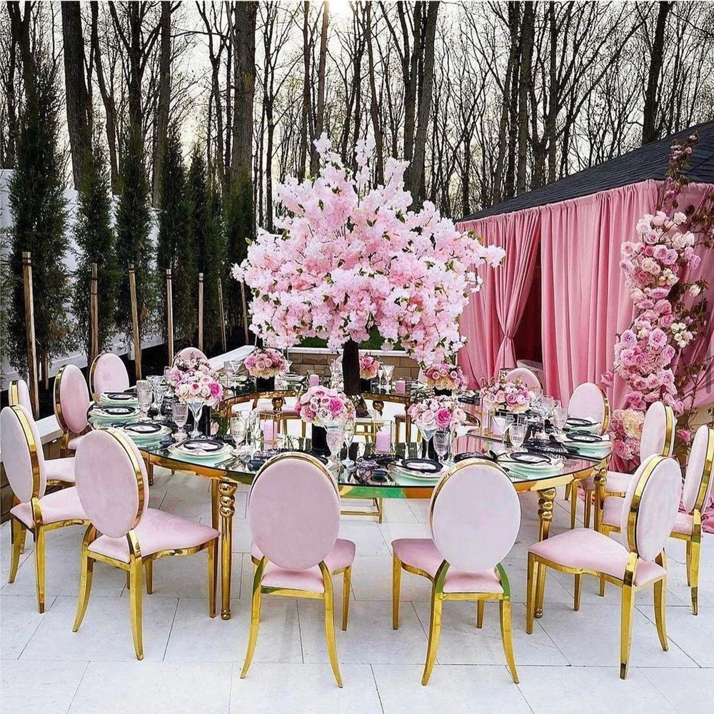 40 قطعة) f30 وسائد جلدية بيضاء بإطار ذهبي وسادات خلفية ناعمة من الفولاذ المقاوم للصدأ كراسي زفاف مستديرة