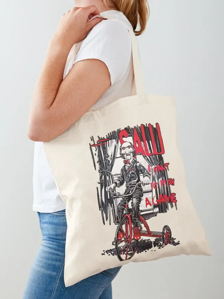 Vintage Saw Jigsaw Horror Movie Tote Bag tote bag woman canvas bags custom fabric bag Custom