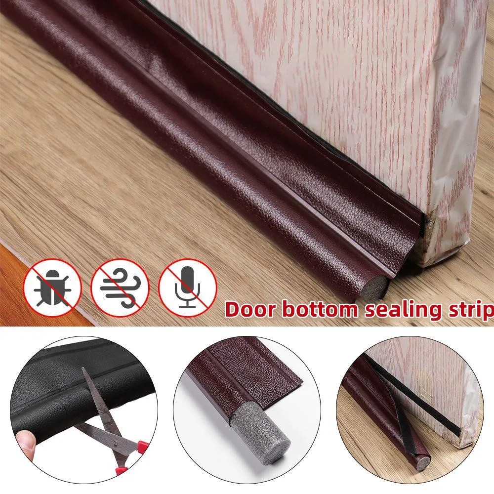 

95cm Leather Door Bottom Sealing Strip Sound Proof Foam Sealing Strip Under Door Draft Blocker Insulator Weatherstrip Door Seal