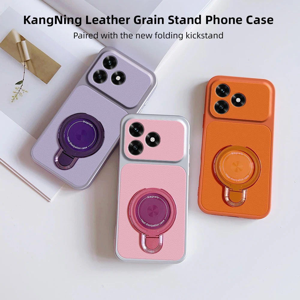 For Redmi Note 17 Pro Case Redmi Note 17 4G Cover Redmi Note 17 5G leather Case Magnetic Bracket Magsafe Holder Stand Cover