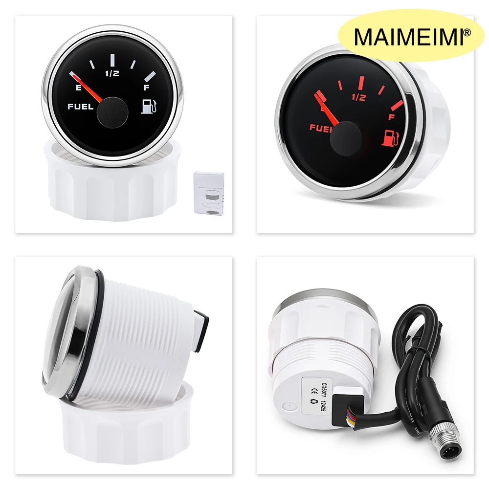 Waterproof NMEA2000 Car Boat 52mm Fuel Level Gauge PORT &STBD with Red Backlight Voltmeter Oil Press Water Temp Rudder Indicator