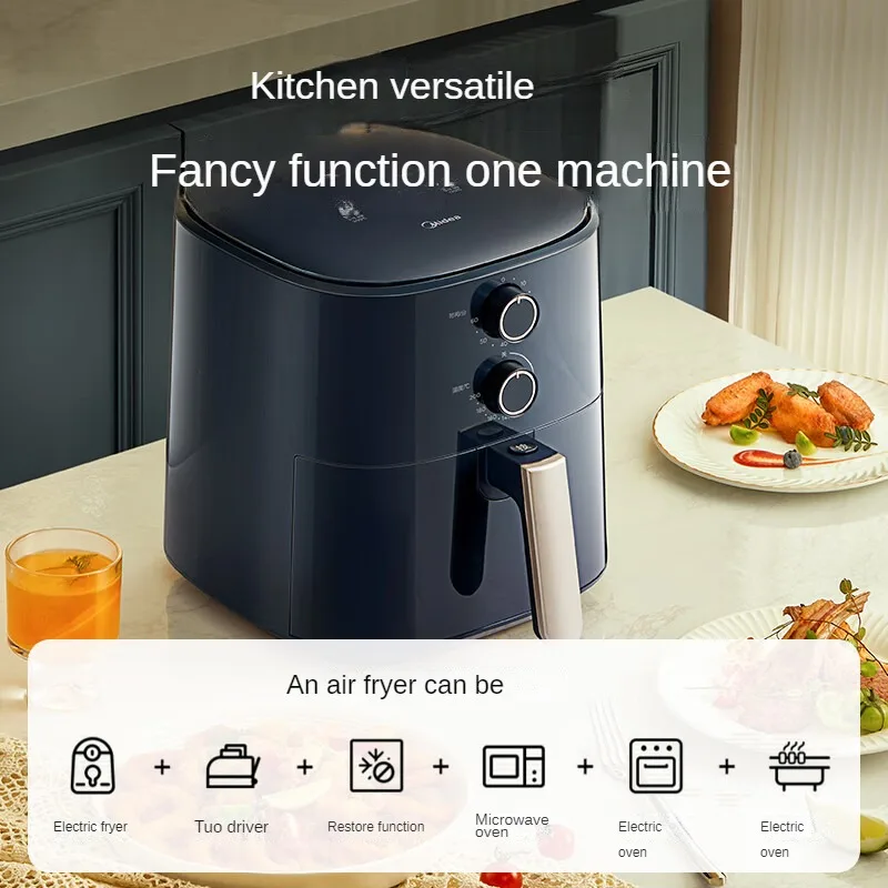 Midea Air Fryer 5L Household Low Oil Fryer Precise Temperature Control Low Oil Smoke Electric Fryer Oven 220V