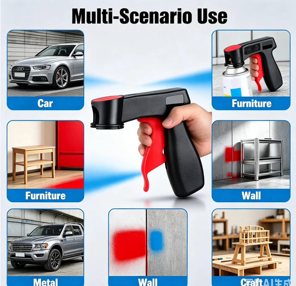 Rafford 2 Pcs Plastic Portable Spray Paint Handle Universal Reusable Car Color Changing Film Pasting Self Spraying Hand Spray Gu