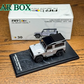 AR BOX1:64 Model ze stopu metalu - Land Rover Defender 90 Srebrny Zestaw Replik Samochodów do Kolekcji, Dekoracji, Prezent dla Chłopców, Zabawka Samochodowa