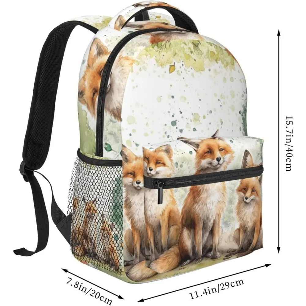 حقيبة كمبيوتر محمول العودة إلى المدرسة لطيف الكرتون الثعلب خفيفة الوزن حقيبة كمبيوتر محمول خفيفة الوزن متعددة الأغراض السفر عارضة Daypack للجنسين Col #2