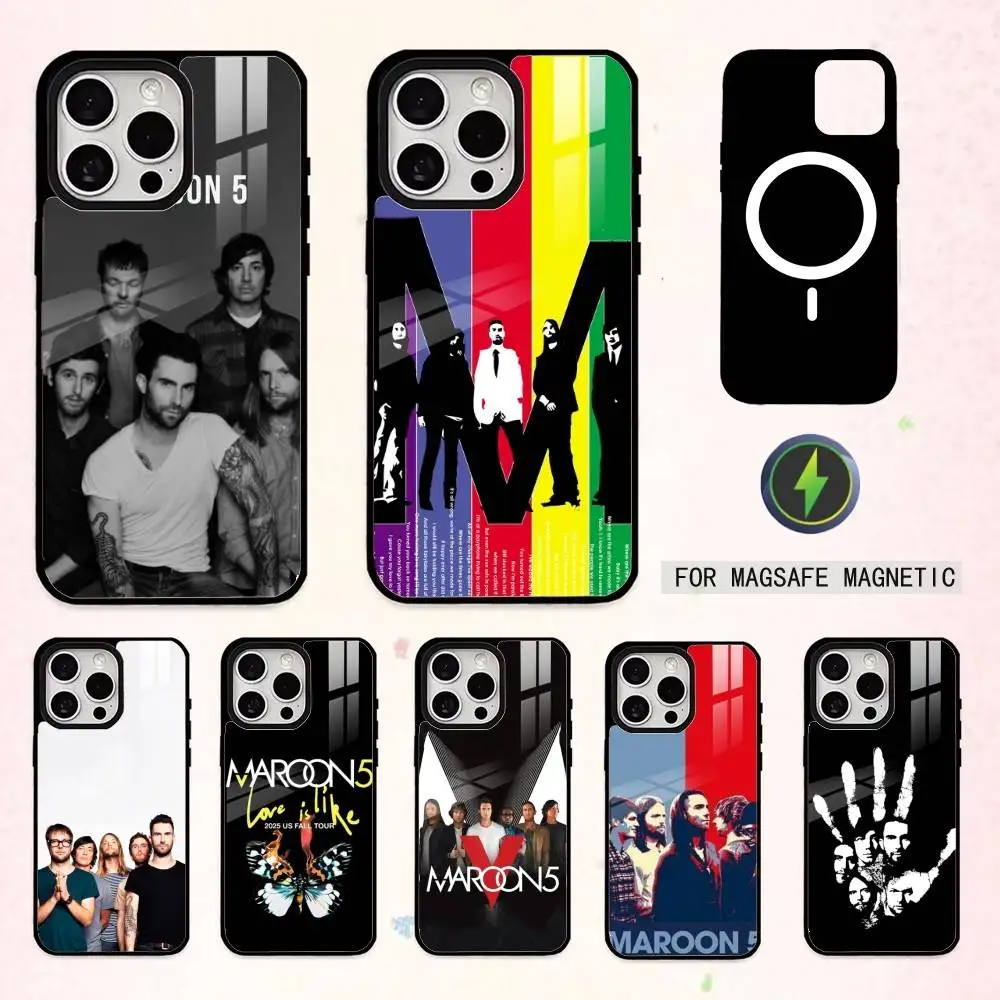 

T-Trendy M-Maroon 5 Phone Case For iPhone17,16,15,14,13,12,11 Plus,Pro Max Magnetic For Magsafe Wireless Charging