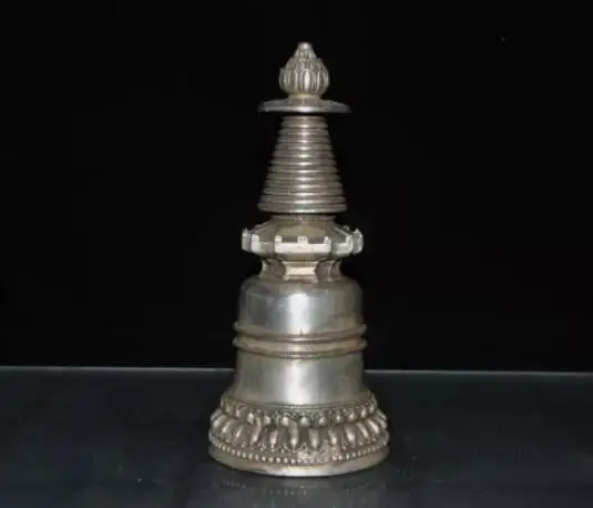 

Tibet Buddhism temple Tibetan silver Sakyamuni Buddha Stupa Pagoda Tower Statue