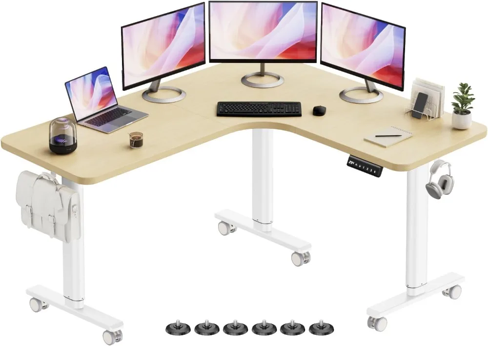 

Electric L Shaped Standing Desk Adjustable Height, 63" x 55" Corner Stand Up Desk, Home Office Desk, Dual Motor Sit Stand Desk,