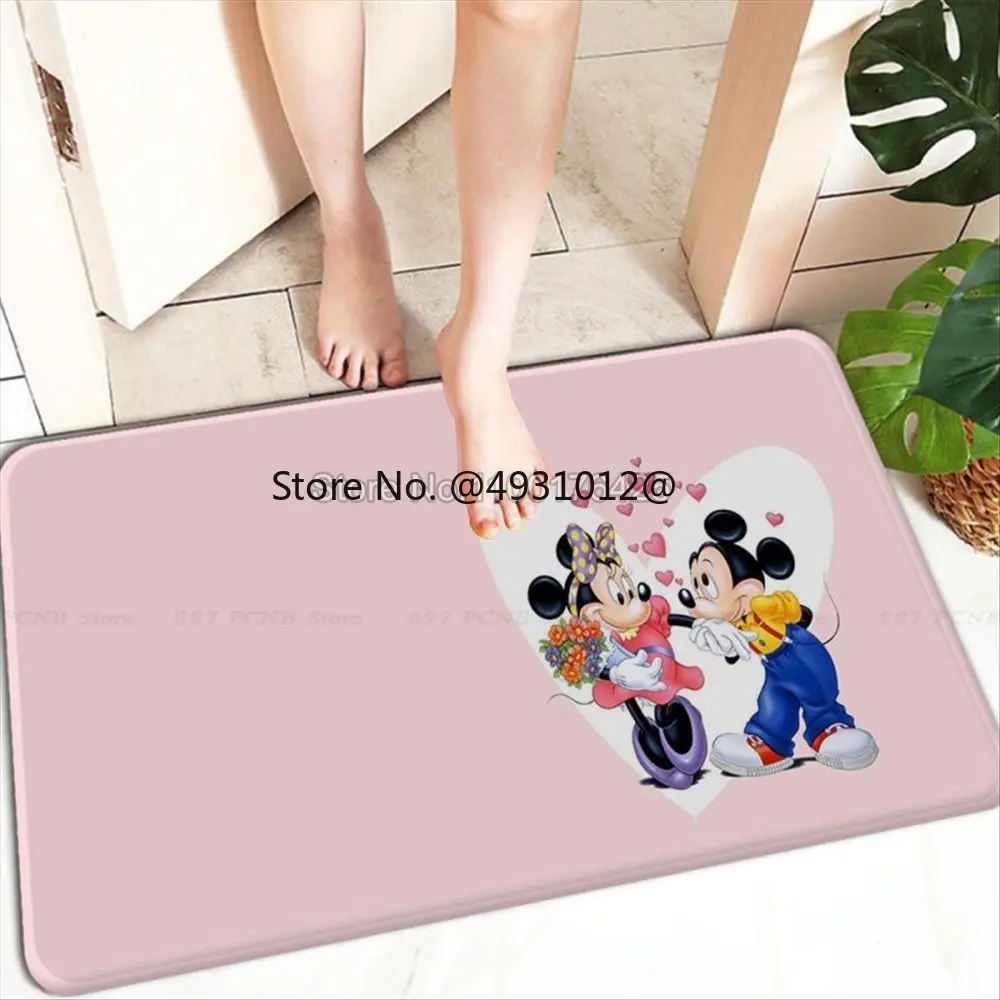 Disney-alfombra de Mickey y Minnie Mouse para cocina, tapete rectangular antideslizante para el hogar, suave, para puerta delantera, interior y exterior