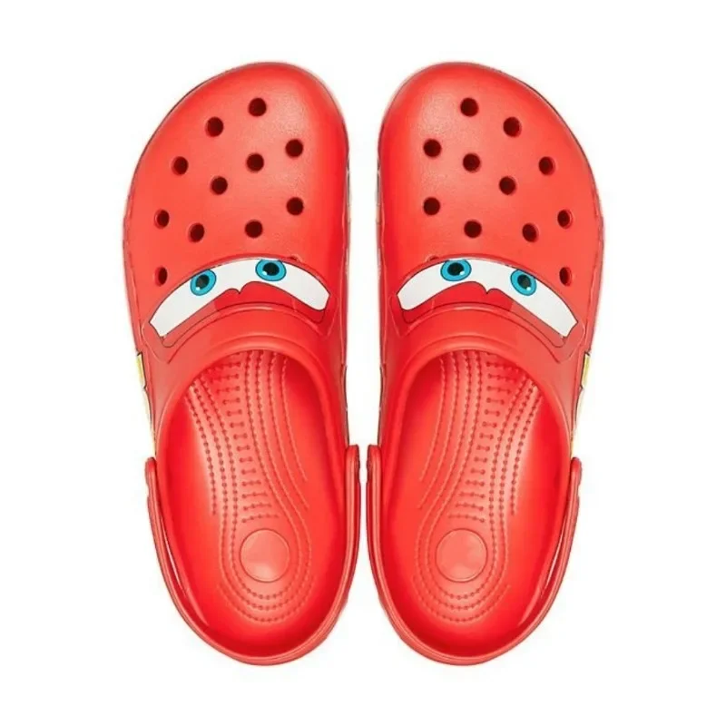 Disney Lightning Mcqueen Pixar Cartoon Solid Waterproof Slippers Outdoor Beach Shoes Sandals Casual Ankle-wrap Eva Shoes