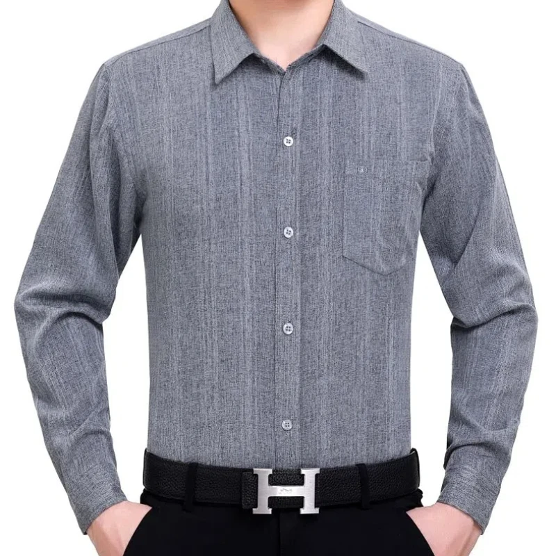 

Весенне-осенняя деловая мужская одежда, однотонная рубашка-кардиган с карманами на пуговицах и длинными рукавами, рубашка-кардиган, топы в консервативном стиле