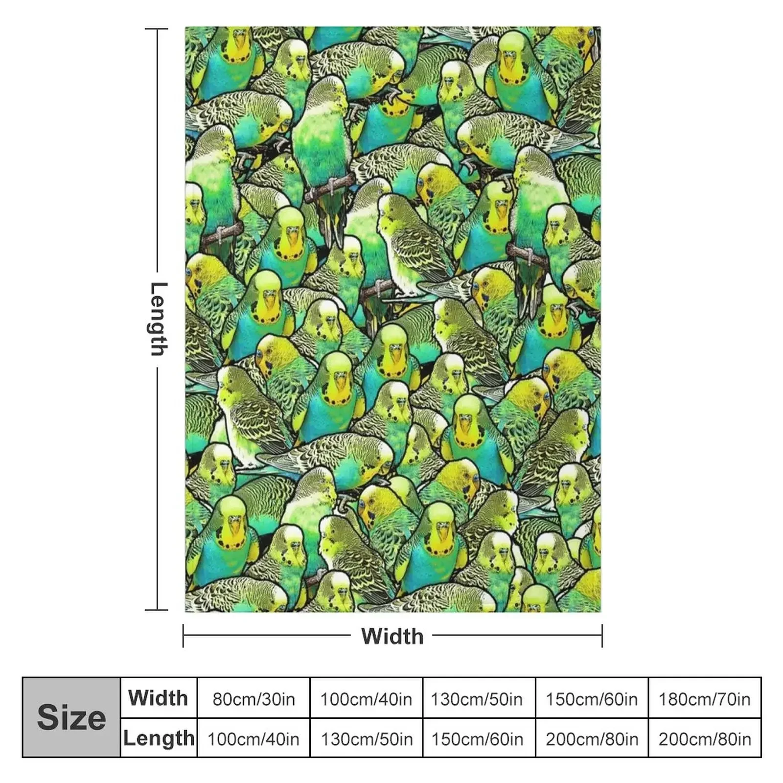 Budgie Pattern Throw Blanket Flannel Fabric Picnic Blankets