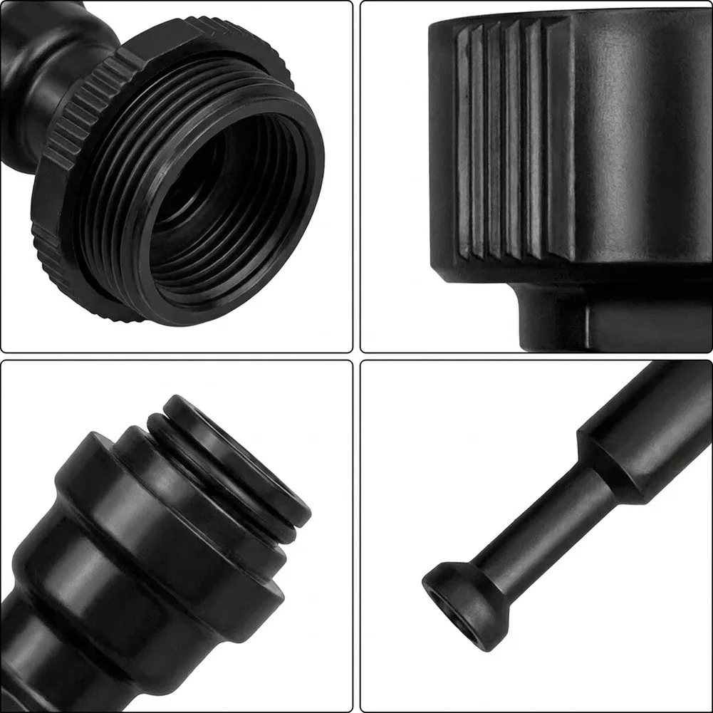 8mm All-Black Push In Connectors for Irrigation Systems with 2 Sealing Blocks and 2 x 5/8 Inch External Thread Faucet Ports