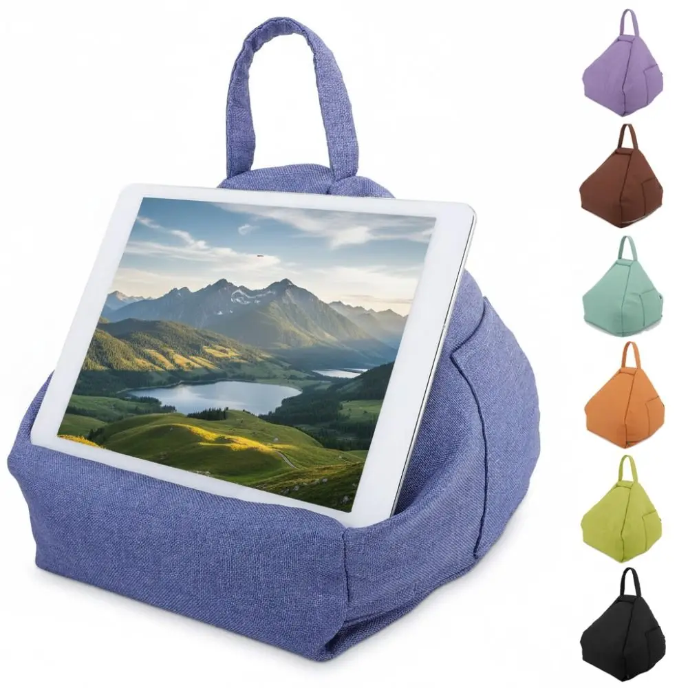 

with Side Pocket Tablet Pillow Stand for Lap Soft Colorful Bean Bag Cushion Support up to 12.9in Portable Desktop eReader Holder