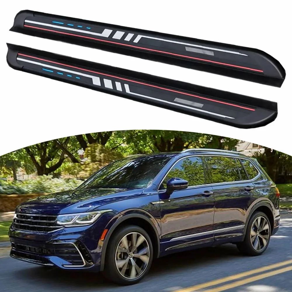 2 قطعة لوحات الجري خطوات جانبية تناسب VW Tiguan 2017-2023 الدواسات الثابتة Nerf القضبان