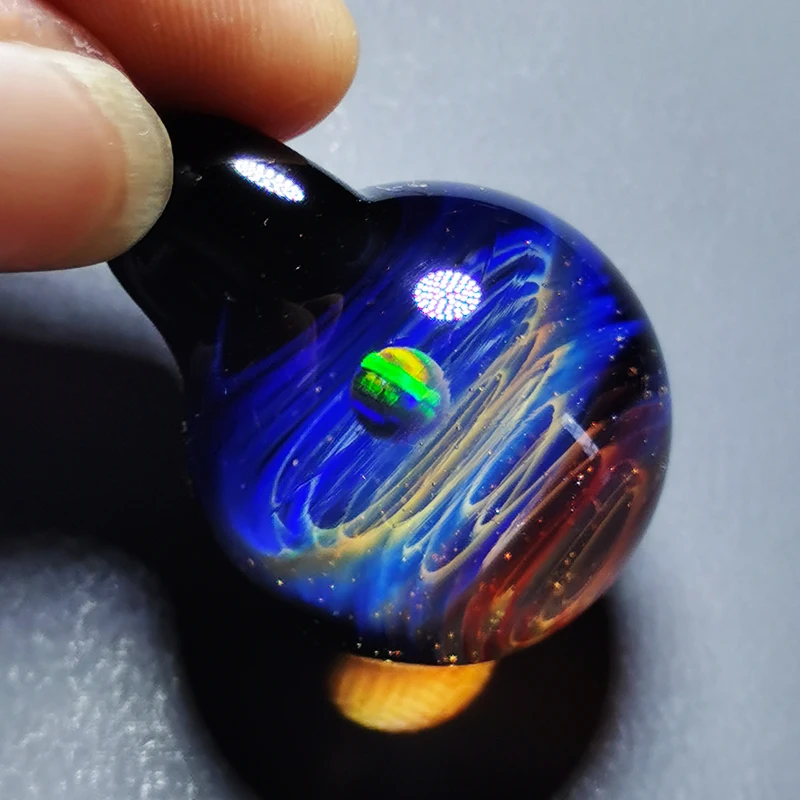 Opal Stone Crystal Ball Starry Sky Glass Necklace Pendant, Cosmic Glass, Advanced Sense, Unique Couple Birthday Creative Gift