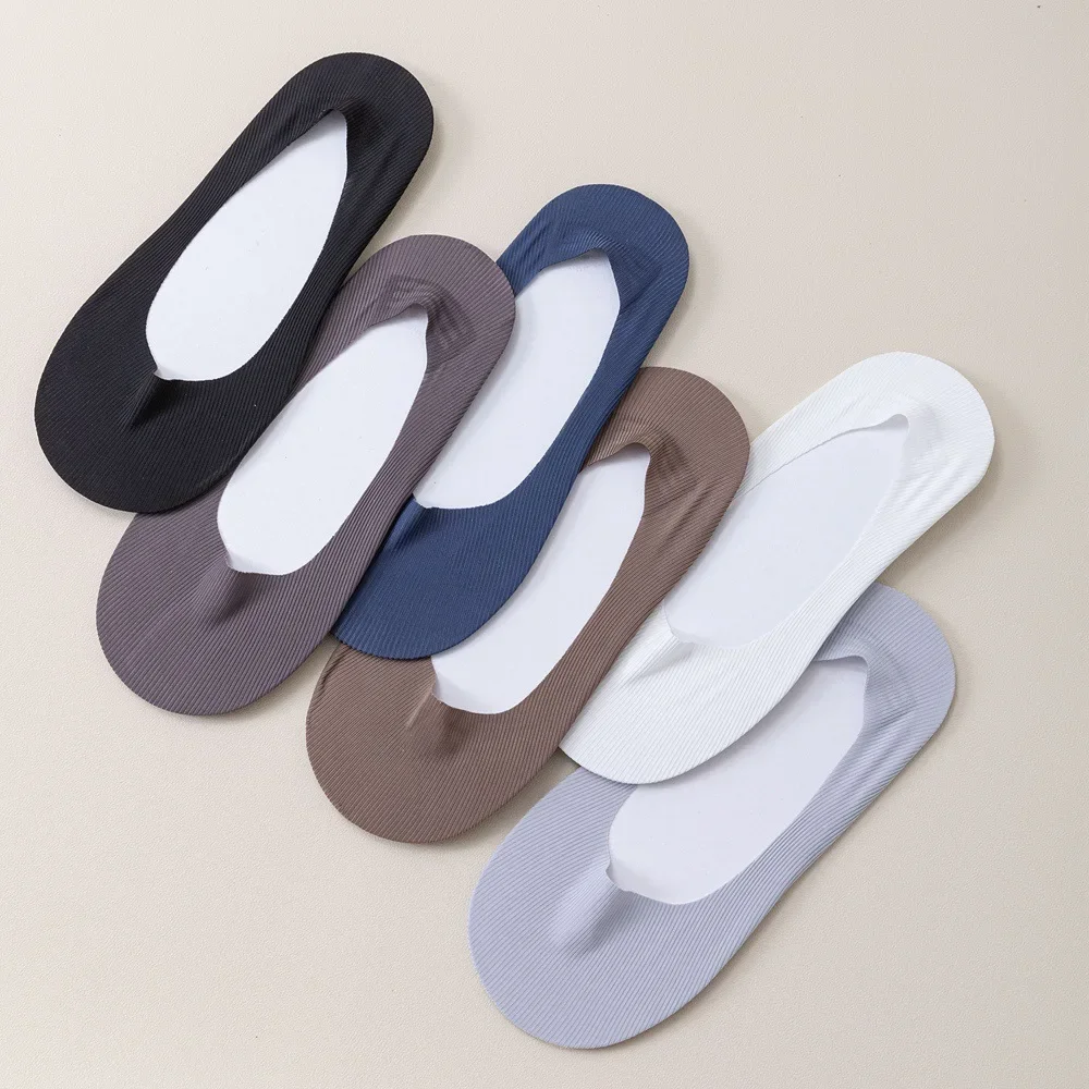 Summer Invisible Mens Sock Slippers Solid Breathable Low Cut Ankle Boat Socks Men No Show Socks Male Silicone Non-slip Socks