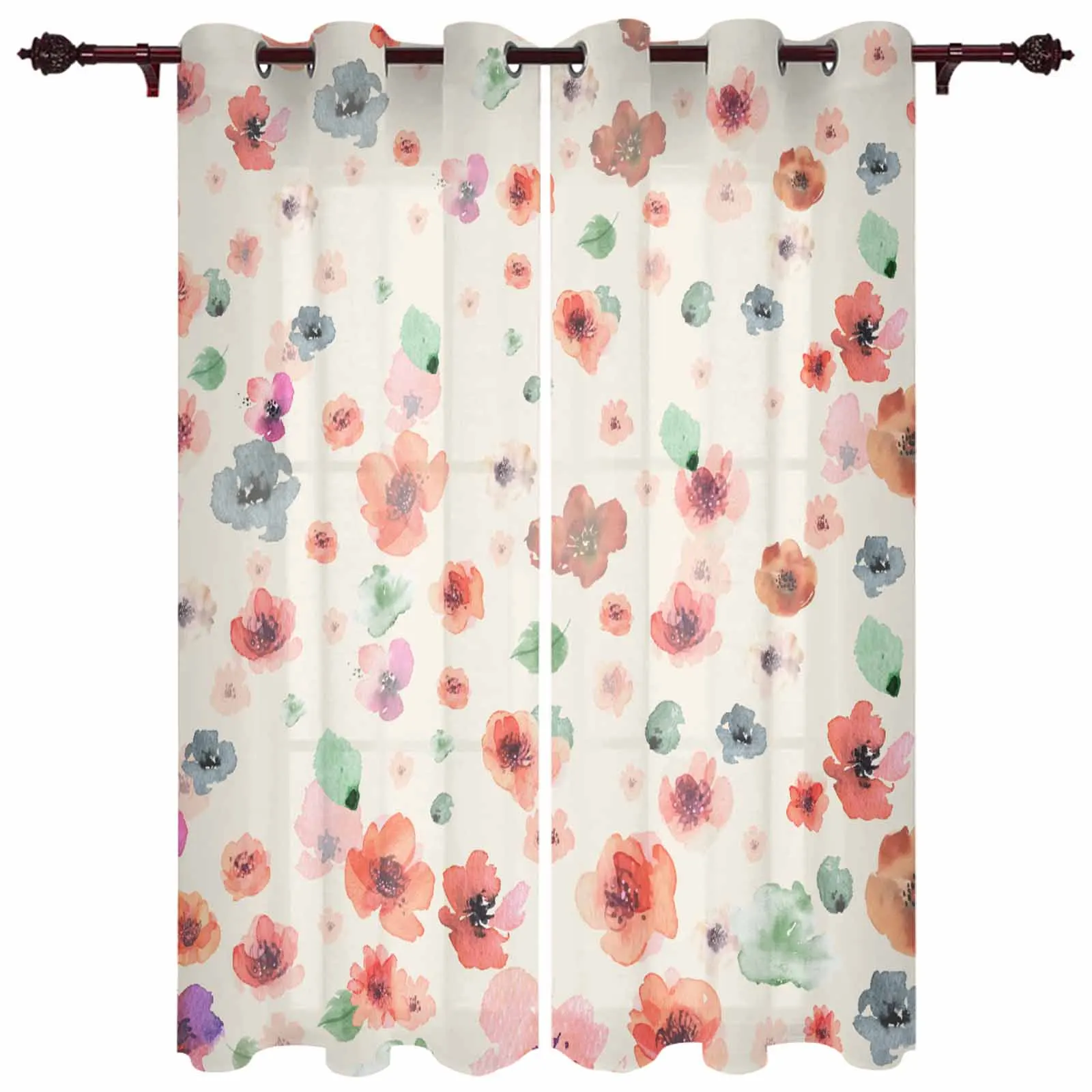 Watercolor Floral Hand Painting Modern Window Curtains for Living Room Bedroom Curtain Home Decor Balcony Drapes