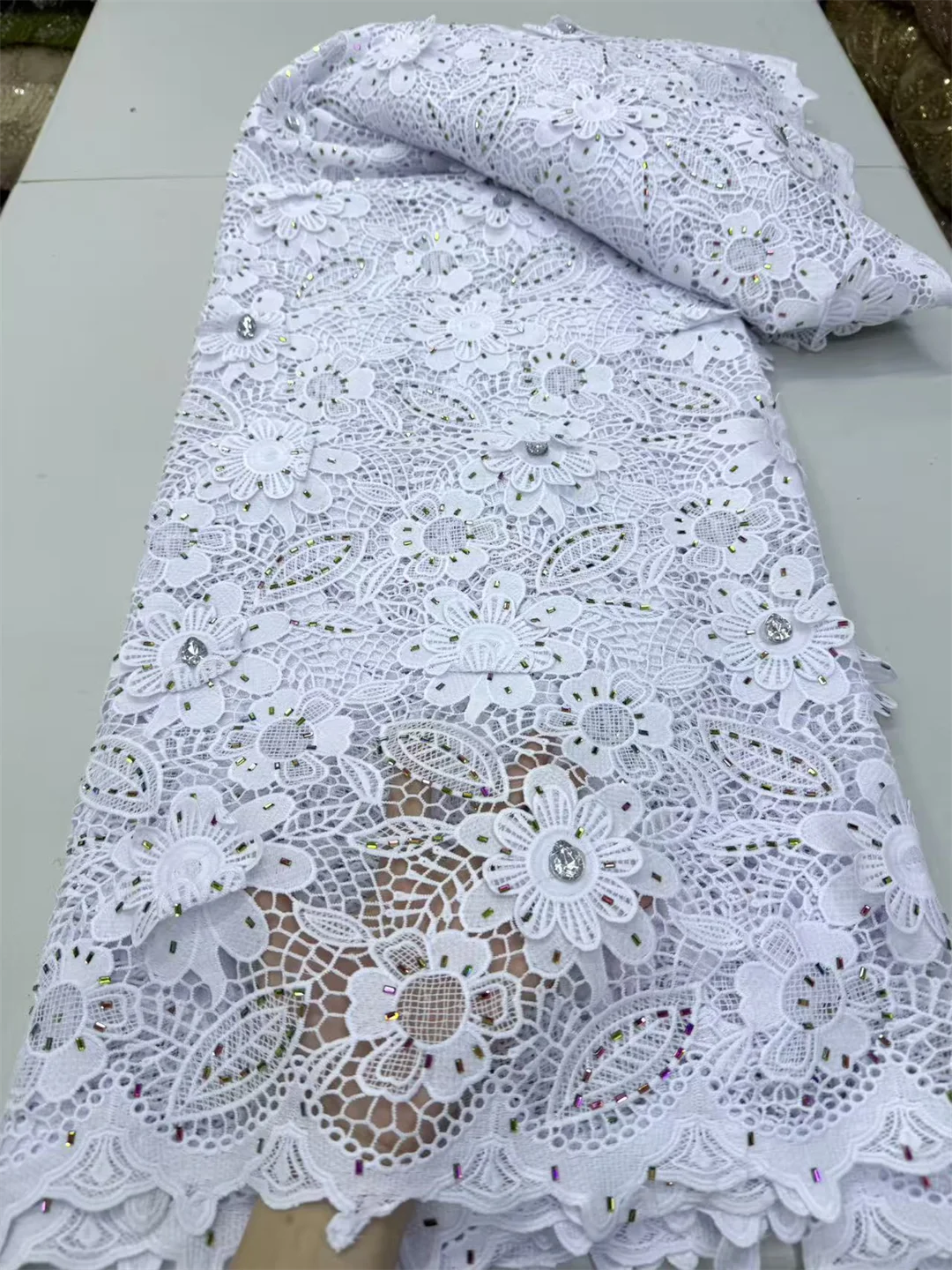 African Milk Silk Cord Lace Fabric 2026 High Quality 5 Yards Nigerian French Mesh Chemical Lace For Wedding Dress Sewing