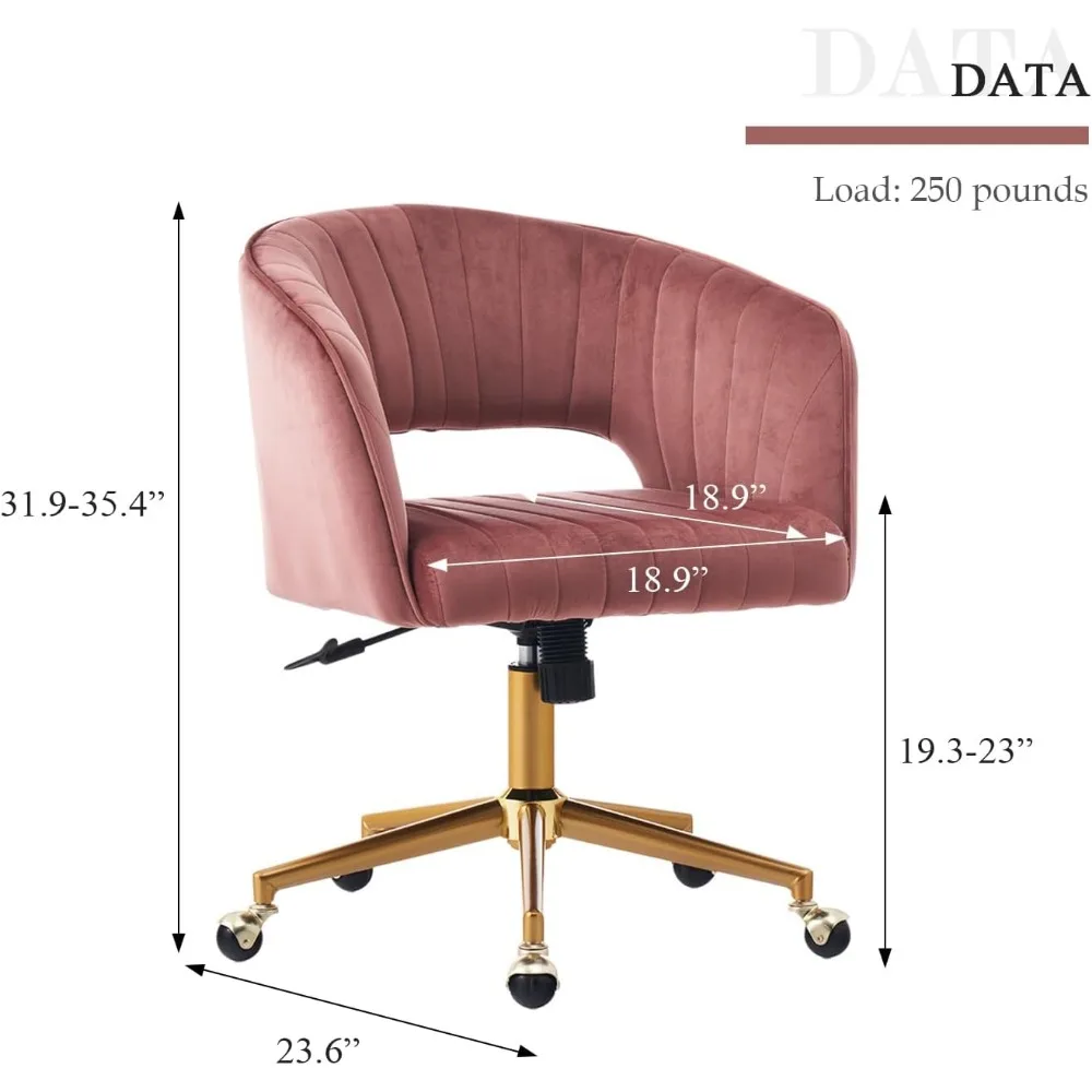 Adjustable Modern Home Office Desk Chair with Wheels, Swivel Vanity Chair for Bedroom, Office, and Study Room