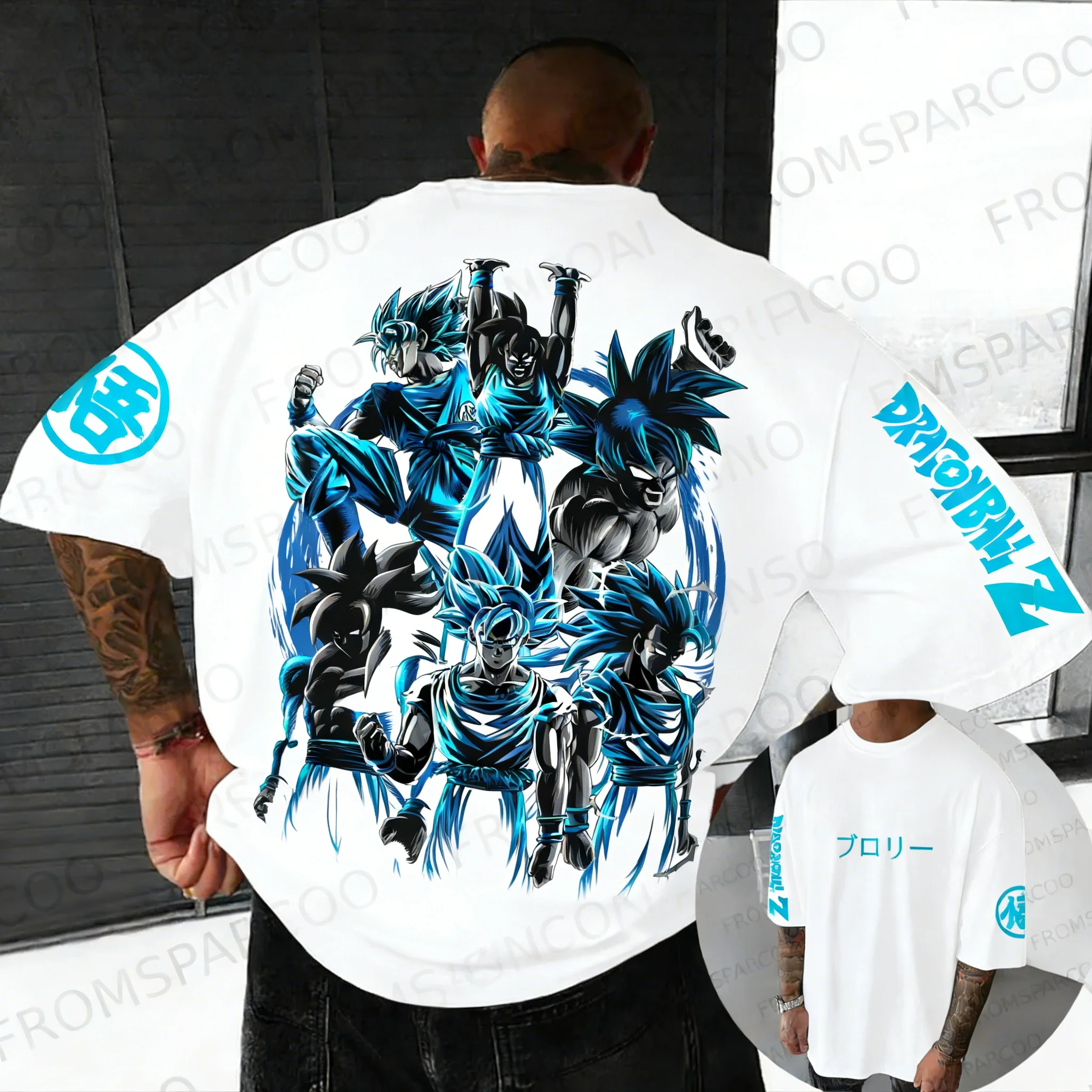 2026 Summer Dragon Ball Gym T-shirt 100% Cotton Goku All Forms Print Oversized Fitness Streetwear for Men Women Adults & Kids view 3