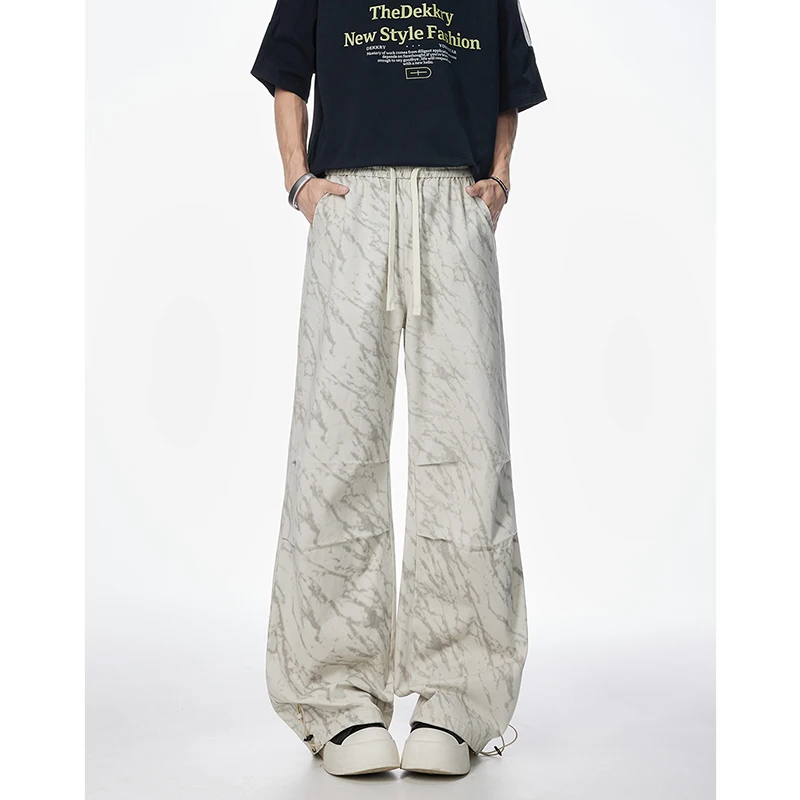 

Мужские всесезонные ветрозащитные брюки для активного отдыха и спорта, модные и стильные широкие брюки с эффектом тай-дай