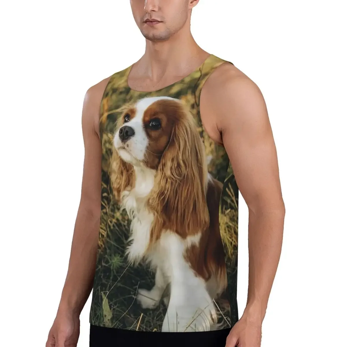 Quick Dry Custom Cavalier King Charles Spaniel Square Gym Tank Muscle Sleeveless Shirt Bodybuilding Breathable Vest