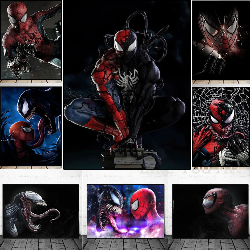 Póster HD de película de cómics de Marvel, impresiones de Venom y Spiderman, Symbiotes, pintura en lienzo, arte, decoración para sala de estar,