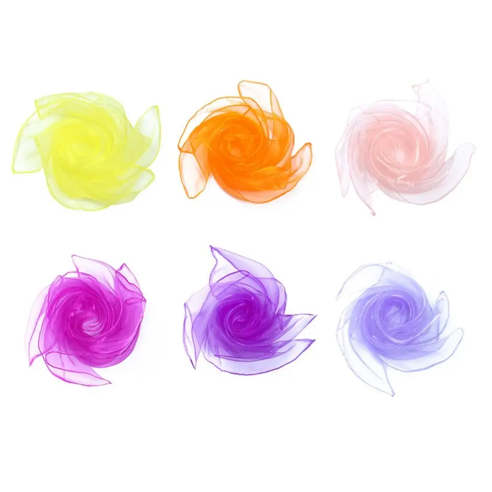 6 Pcs /set Solid Color Gymnastics Scarves Candy Colors Sheer Fabric Juggling Towels Lightweight Transparent Dance Gauze