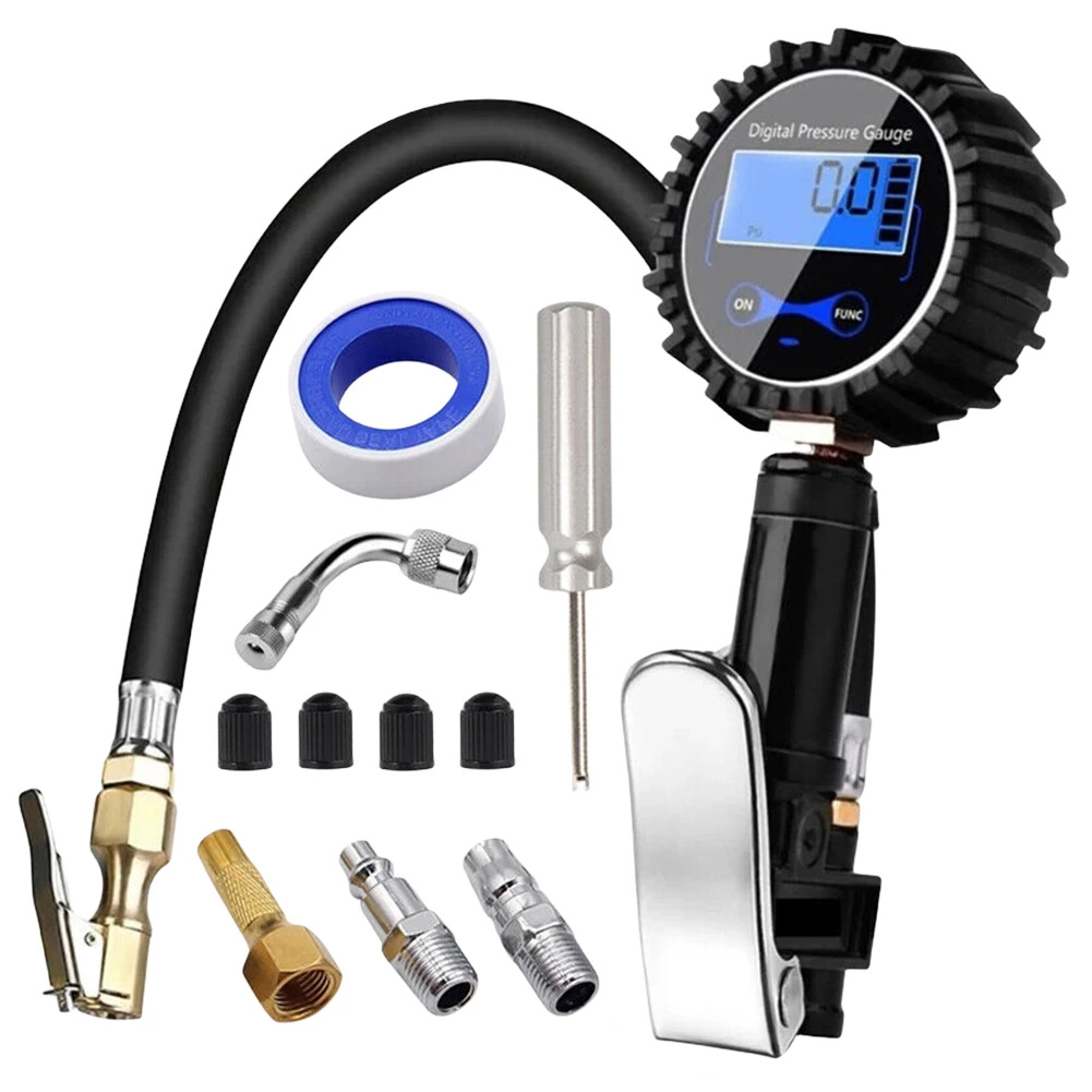 

Digital Tire Pressure Inflator Gauge LCD Display Tire Pressure Gauge Aluminum Alloy High Precision for Motorcycle Bicycle Auto