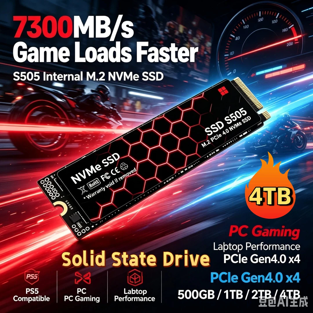 S505 SSD NVMe M2 PCIe4.0 NVMe SSD 1TB 2TB PCIe4.0 500g 4TB Hard Drive Hard Drives Hdd Disk Hd for Laptop Desktop PS4 PS5