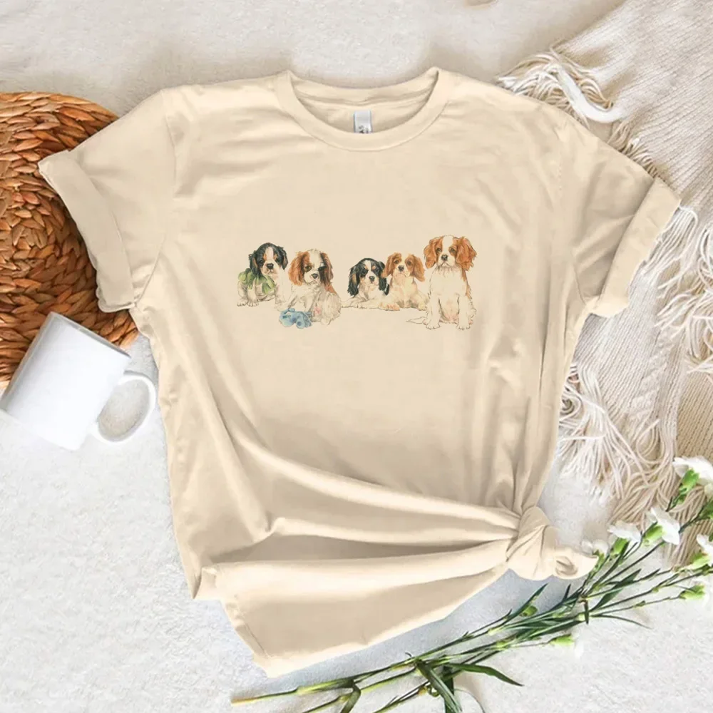 Cavalier King Charles Spaniel Dog Tee Women Y2K Designer Harajuku T-shirts Streetwear Creative Fashion Women's T-Shirt Clothing