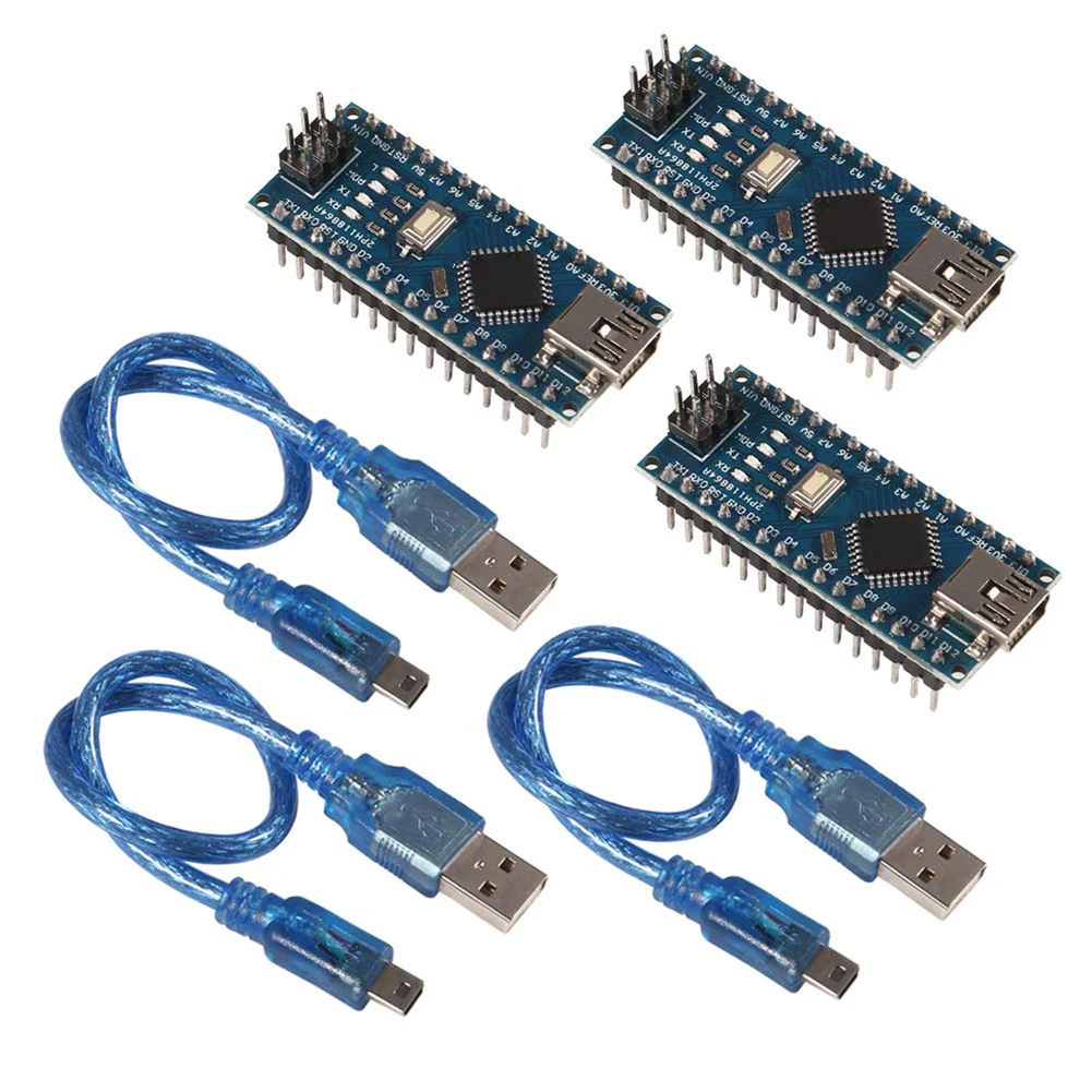 3PCS Pre-soldered For Nano Board For ATMEGA328P With USB Cable For Arduino USB Cables Electrical Equipment