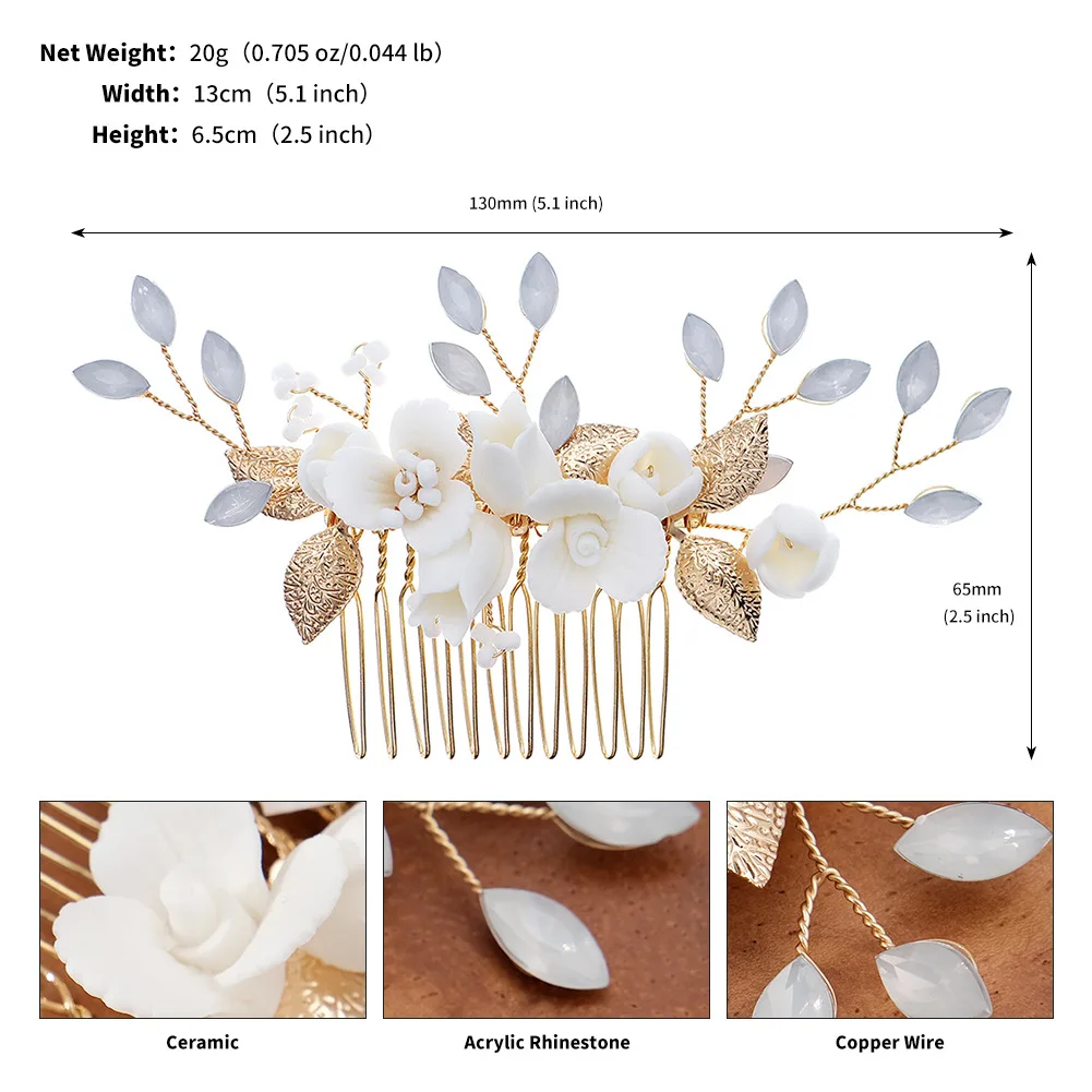 

Pearl Crystal Wedding Hair Combs Women Headbands for Bridal Flower Headpiece Bride Hair Ornaments Jewelry Accessories Clip Pin