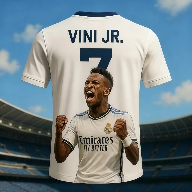 

Hot Selling Vinicius Junior Fashion Football Superstar 3D Printed Fan Commemorative Edition Sports T-shirt Outdoor Jersey
