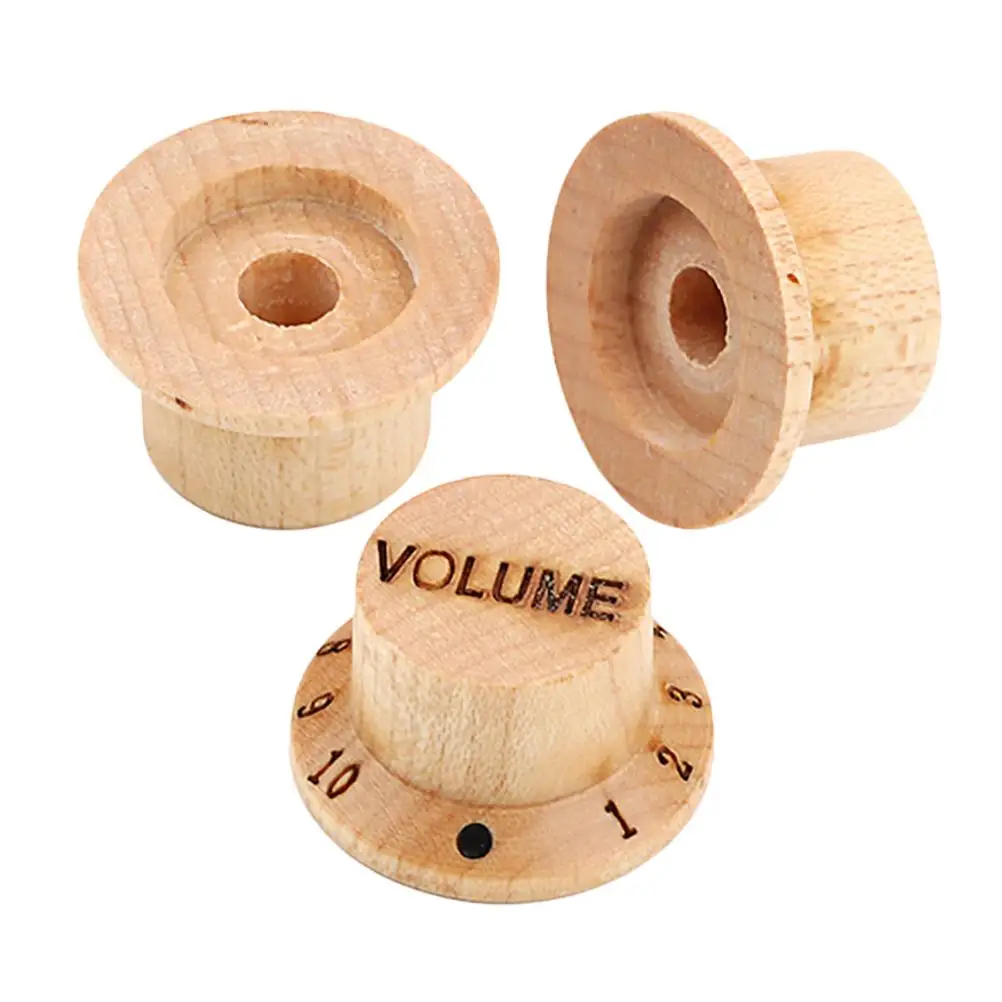 

3 Pcs Guitar Knobs Wood Control Volume Replacement Tone Knobs Potentiometer Bass Electric Guitar Parts Accessories