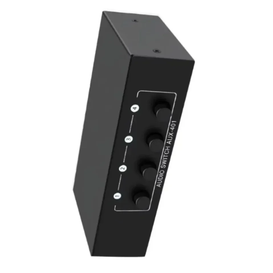 New 4-Way 3.5mm Audio Input Selector Switch Box Stereo Sound Splitter For Game Console Laptop Headset Speaker Live Broadcast Use