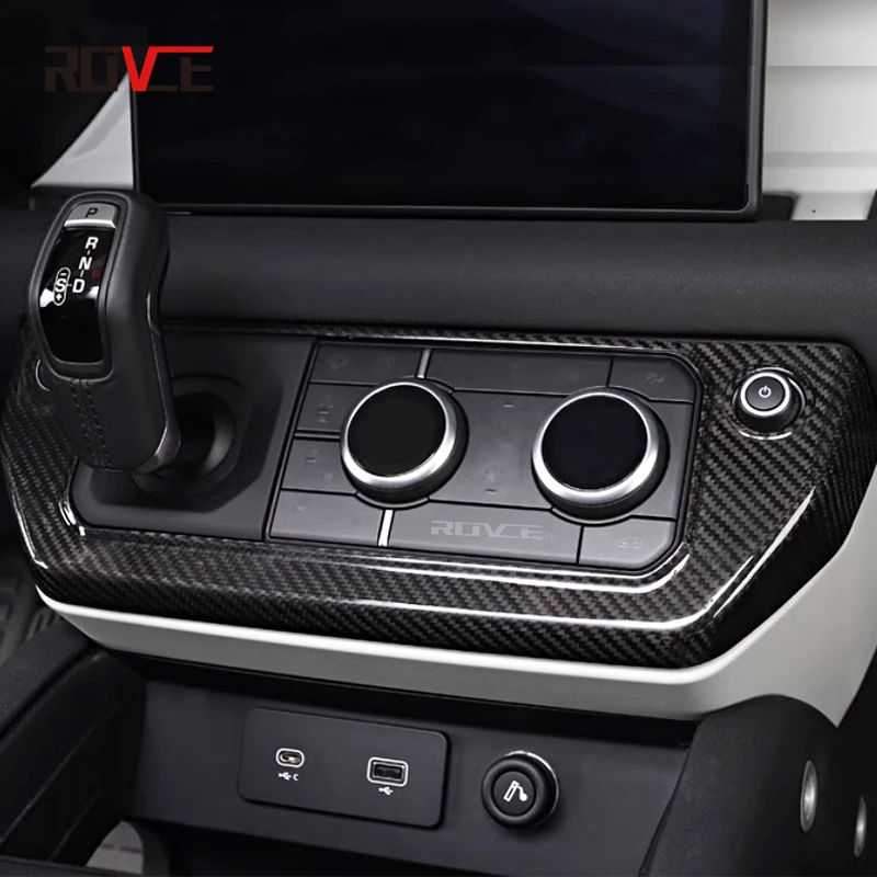 ROVCE Dashboard Button Frame Center Console Panel Side Trim Steering Wheel Frame Stickers for Land Rover Defender 90 110 20-23