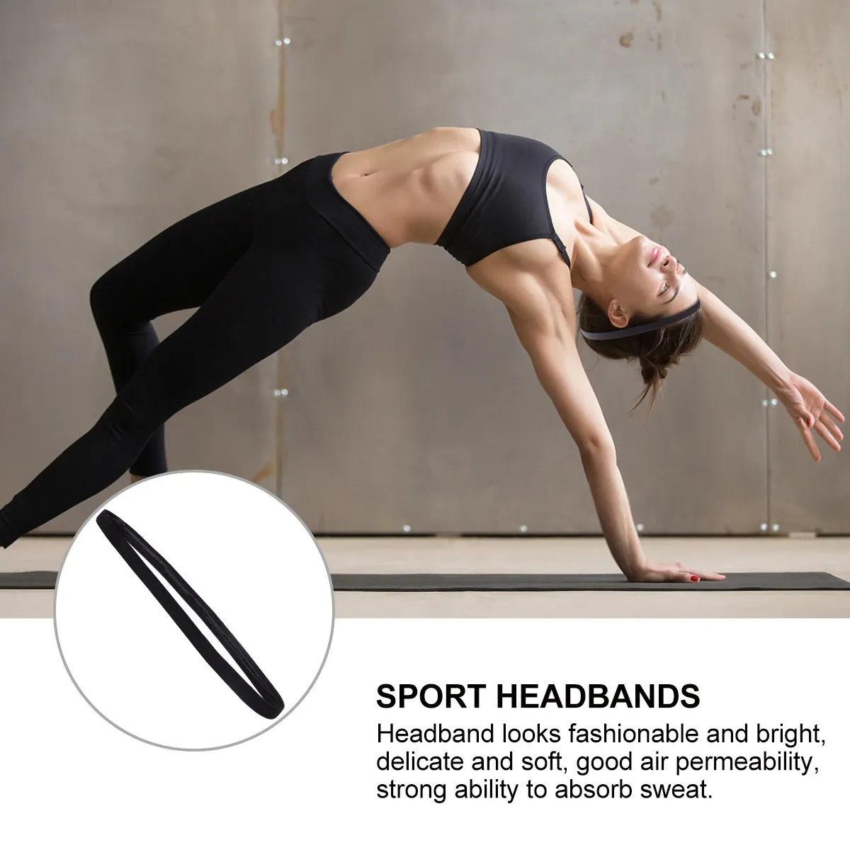 5Pcs Elastic Sports Headband High Quality Sweatproof Hair Headbands for Running Yoga Exercise Gym Non-Slip Stretchable Workout