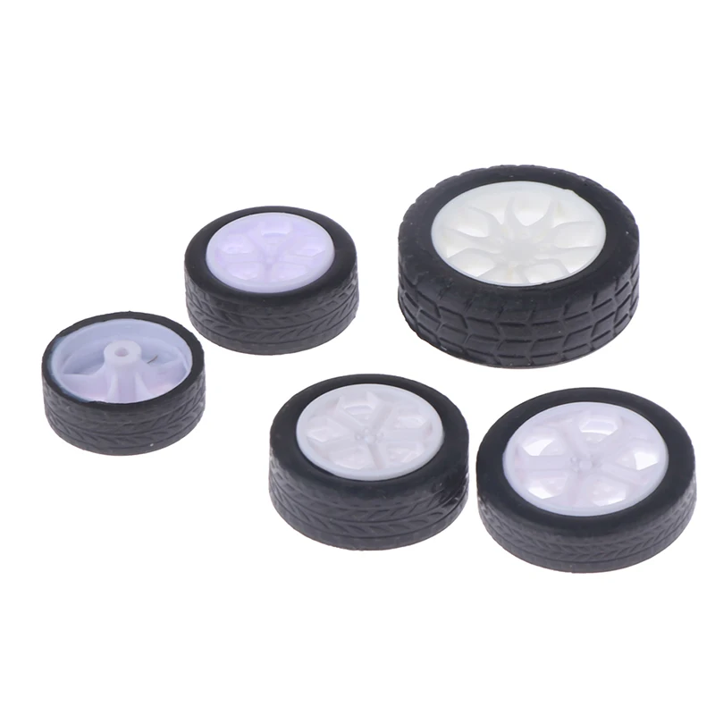 10PCS PC Toy Wheel Rubber Rim Tyres DIY Mini Technology 4WD Colorful Tires Hole Dia 2mm 2.5mm 3mm For RC Model Cars Parts