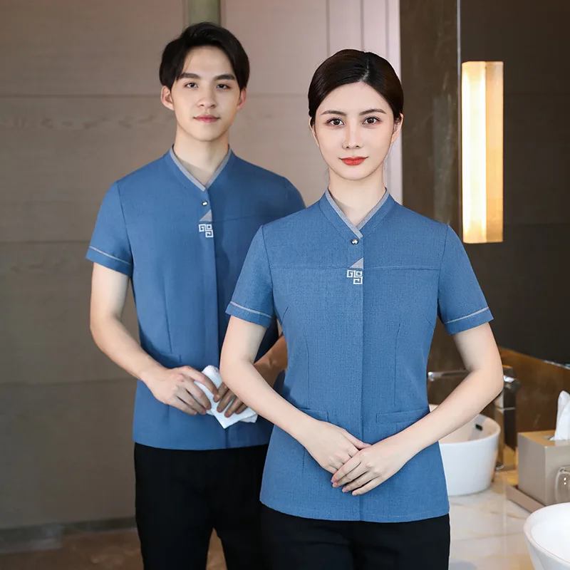 

Service Uniform Short Sleeve Summer Supermarket Work Clothes Property Cleaning Aunt Hotel Room Attendant Femal