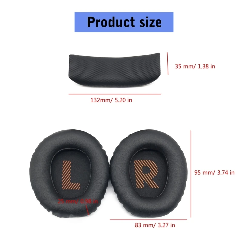 Protein Leather Earpads Headband Replacement For JBL Quantum 350 360 Gaming Headsets Ear Cushions With Noise Isolation Foam view 6