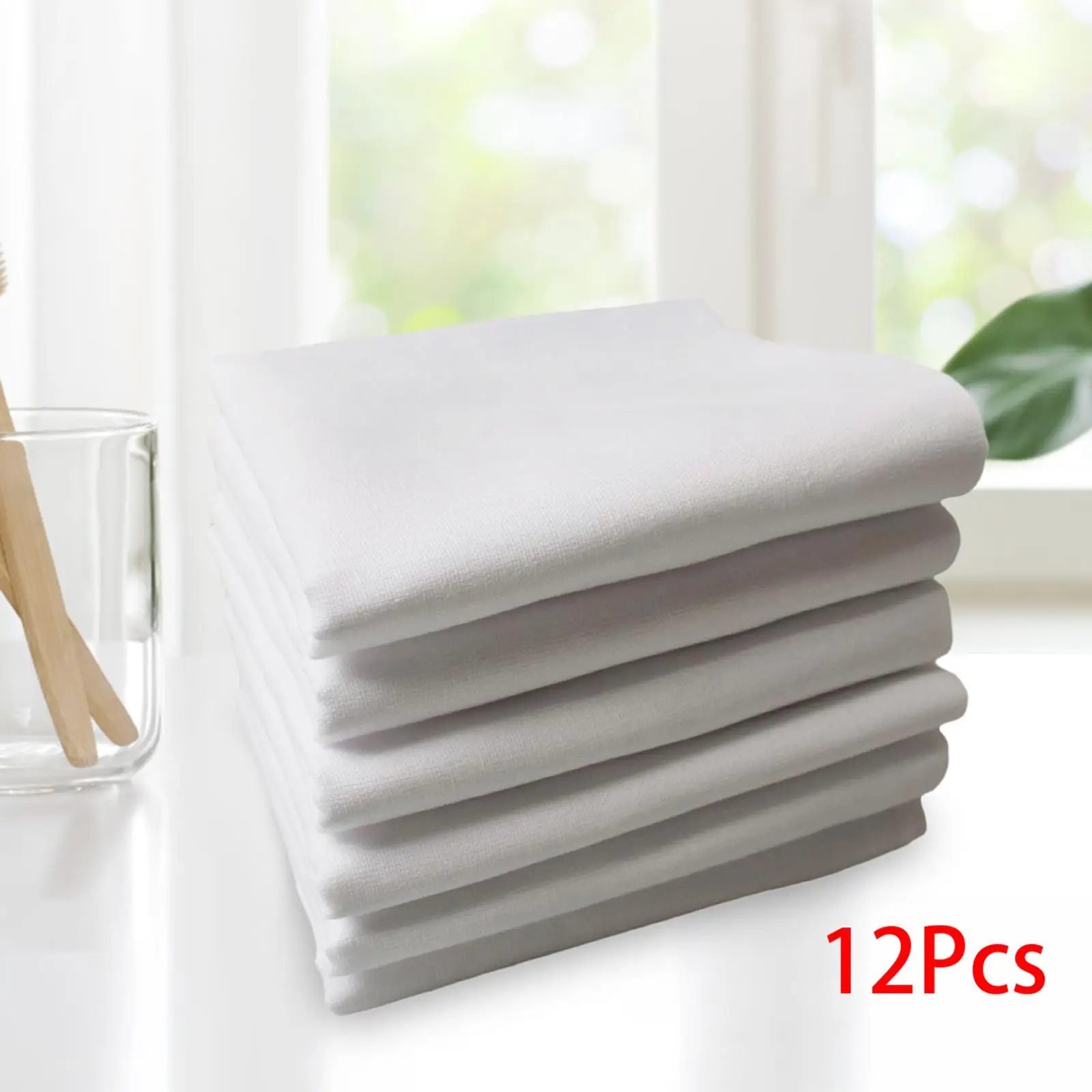 12Pcs Solid White Handkerchiefs Set Hankies Men's Hankies Gift Square for Party