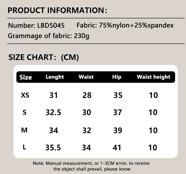 Size chart and fit details